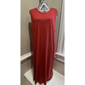 J Jill Womens Size XL TALL Sleeveless Pullover Midi Dress Red~Orange Athleisure